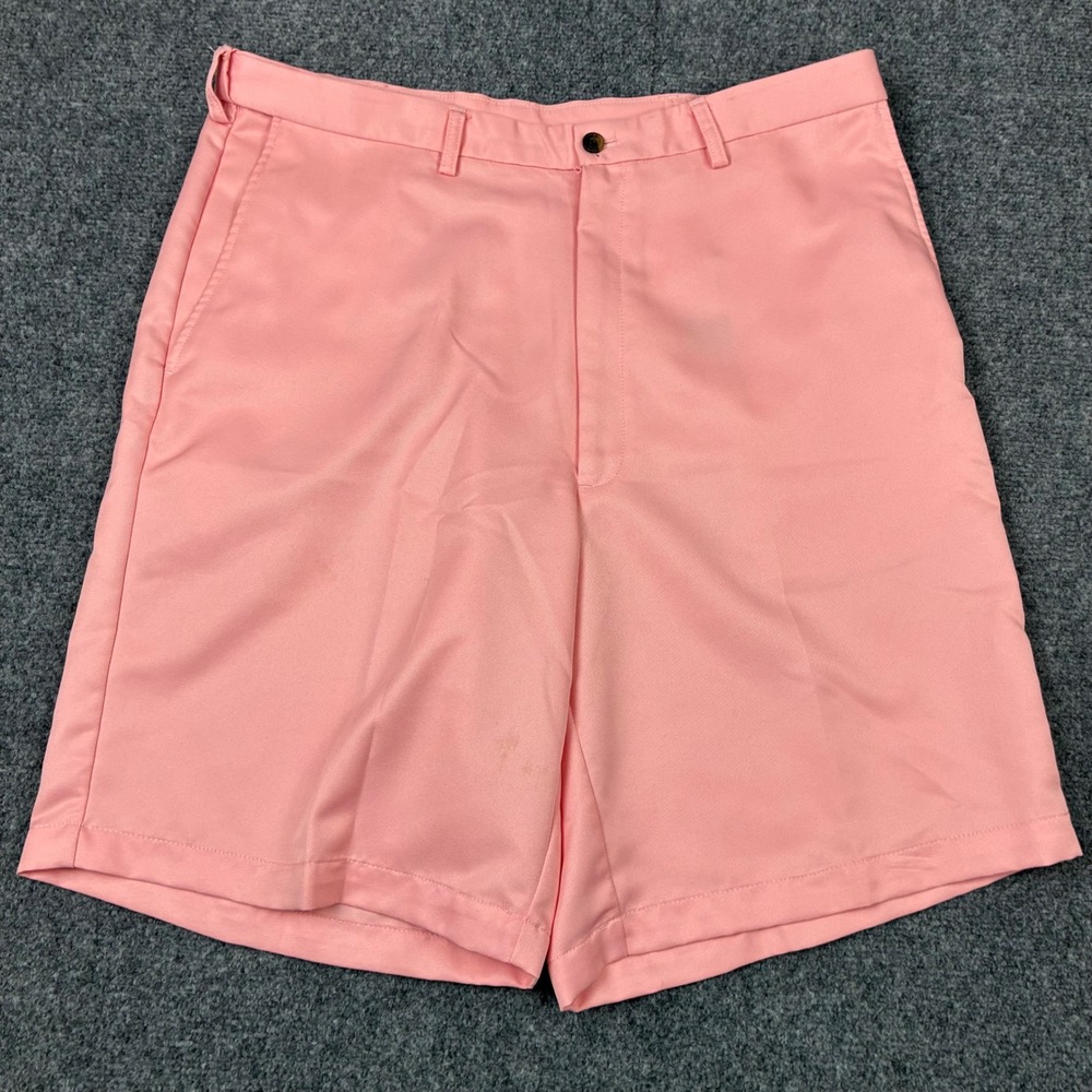 Haggar Mens Size 36W Pink Flat Front Golf Casual Shorts Salmon